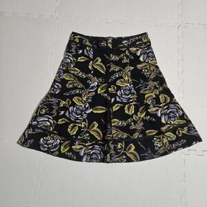 RW&CO. Black Floral A-Line Skirt